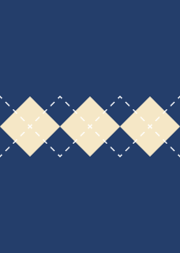 簡單格子 : 菱形格子 (海軍藍+米黃色)