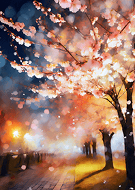Beautiful night cherry blossoms#1698