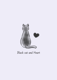 Black cat and Heart -lavender-