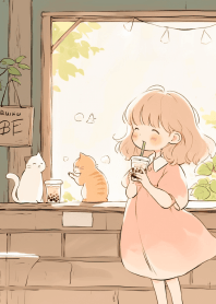 可愛貓娘喝飲料 11