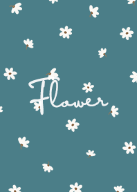 petite flower w - dark neil blue