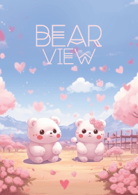 cute bear and beautiful view
