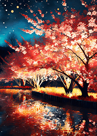 Beautiful night cherry blossoms#1836