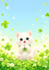 White cat clover lucky number 3_69