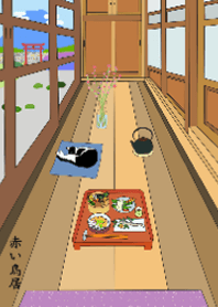 日本系列10-古宅走廊上的猫-紅鳥居