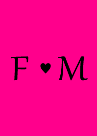 Initial "F & M" Vivid pink & black.
