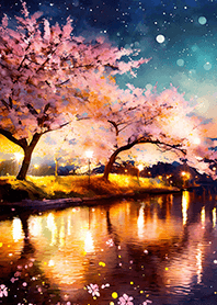 Beautiful night cherry blossoms#104