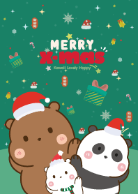 หมีสามตัว คิ้วตี้ วันคริสต์มาส เขียวเข้ม