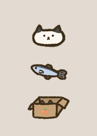 Tuxedo Cat And Fish ( Black Ears )