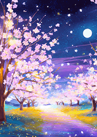 Beautiful night cherry blossoms#1287
