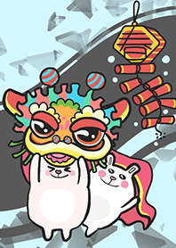 Lion dance bunny-dark gray (Bl3)