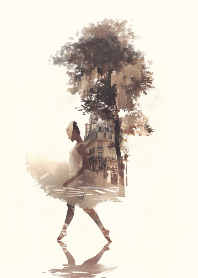 Double exposure-City and ballet girl