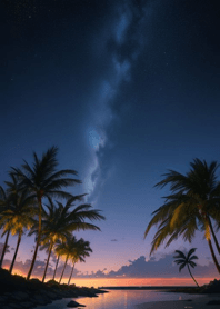 夕陽海邊 椰子樹 h63hA