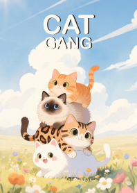 Love Lovely Cat Gang in Flower field