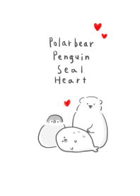 หมีขั้วโลก เพนกวิน ผนึก หัวใจ ขาวเทา