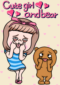 Cute girl and bear