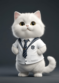 Cute Kitten in School Uniform V.2.