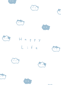 Bean Cats(pattern)/white aqua.