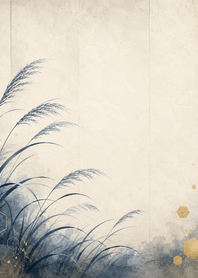 藍墨芒草與黃銅六角屏風