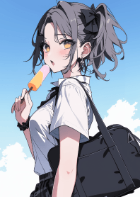 Beautiful girl eats popsicle 11