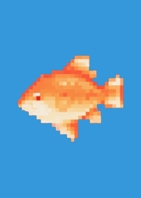 Goldfish Pixel Art Theme  Blue 02