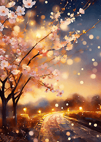 Beautiful night cherry blossoms#2065