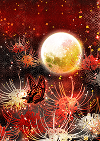Cluster amaryllis and the full moon