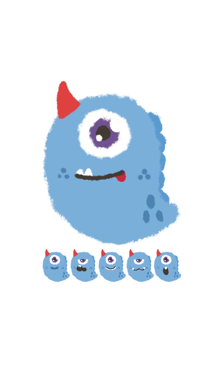 Kawaii blue monster