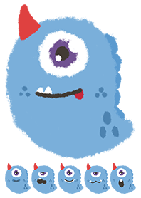 Kawaii blue monster