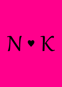 Initial "N & K" Vivid pink & black.