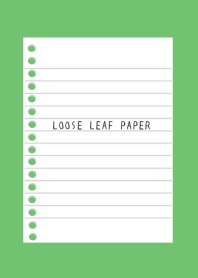 LOOSE LEAF PAPER/GREEN/WHITE