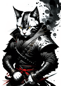 Ink wash cat samurai 09ce7B