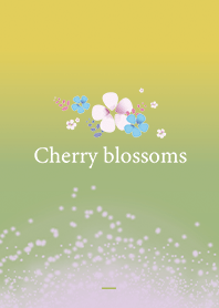 Yellow Green :Luck! Blue Cherry Blossoms