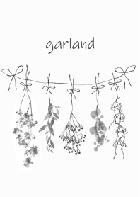 Dry flower garland in monochrome color.