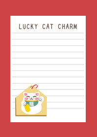 LUCKY CAT CHARM NOTEBOOKj-RED-BEIGE