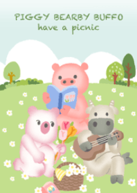 PIGGY BEARBY BUFFO have a picnic