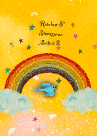 Happy blue bird and rainbow 4