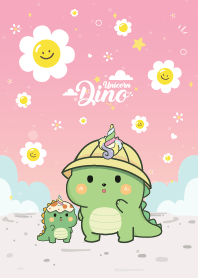 Dino Unicorn Cute Smile Flower Sweet