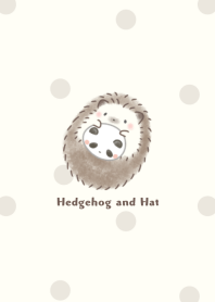 Hedgehog and Hat -panda- beige dot