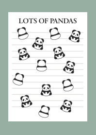LOTS OF PANDAS NOTEBOOK/DUSTY GREEN
