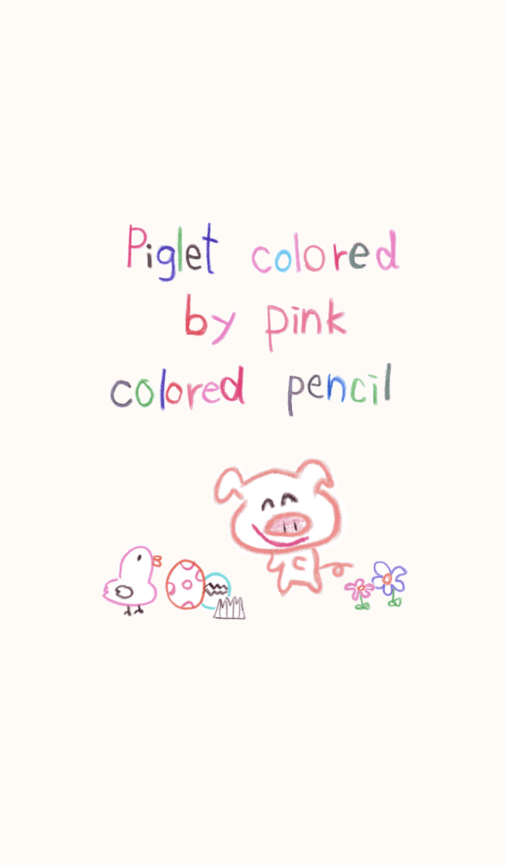 Piglet colored by pink colored pencil 4