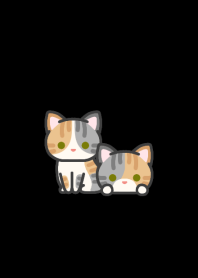 三毛トラ猫＊ダークモード＊短毛