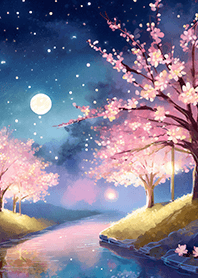Beautiful night cherry blossoms#15