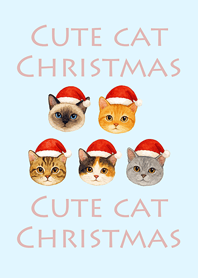 可愛貓咪聖誕節-水藍色