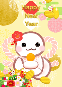 正月（2025、ピンク巳、鏡餅 ）