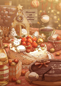 シマエナガとクリスマスの団らん