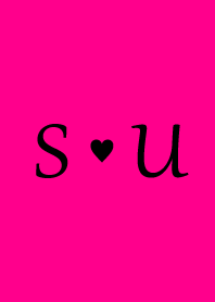 Initial "S & U" Vivid pink & black.