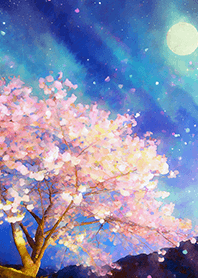 Beautiful night cherry blossoms#1372