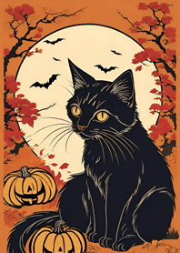 Ukiyo-e - Halloween cat 56D6cf