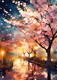Beautiful night cherry blossoms#949